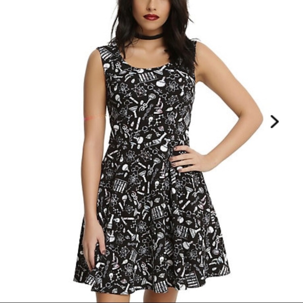 Black and Pastel science print dress